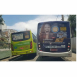 anúncio em poltrona de ônibus Alameda da Serra